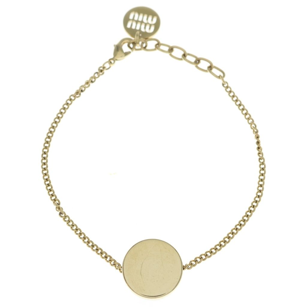 Miu Miu Logo Chain Bracelet Gold Plated Pink — view 2