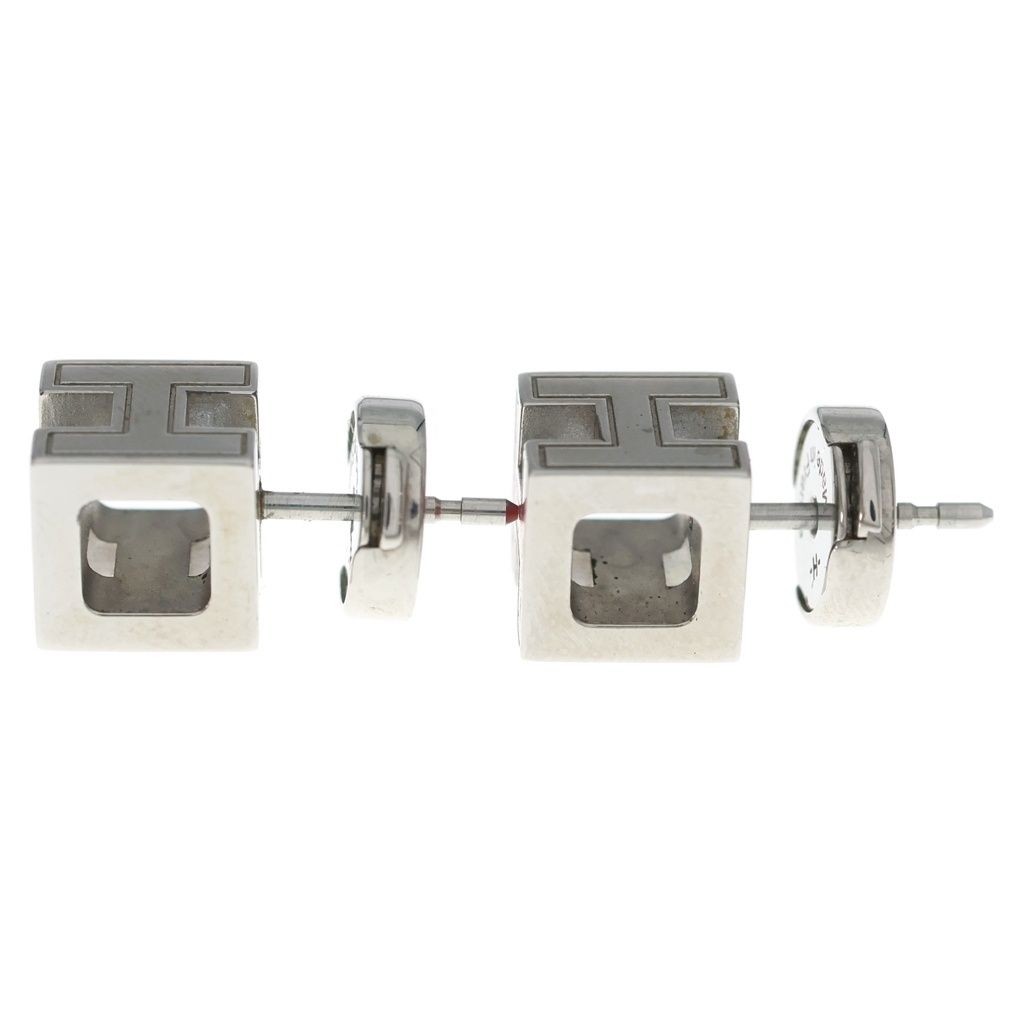Hermes Cube Earrings Pink Silver Metal — view 4