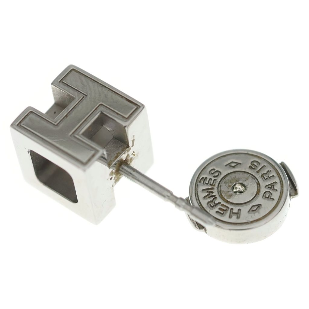 Hermes Cube Earrings Pink Silver Metal — view 6