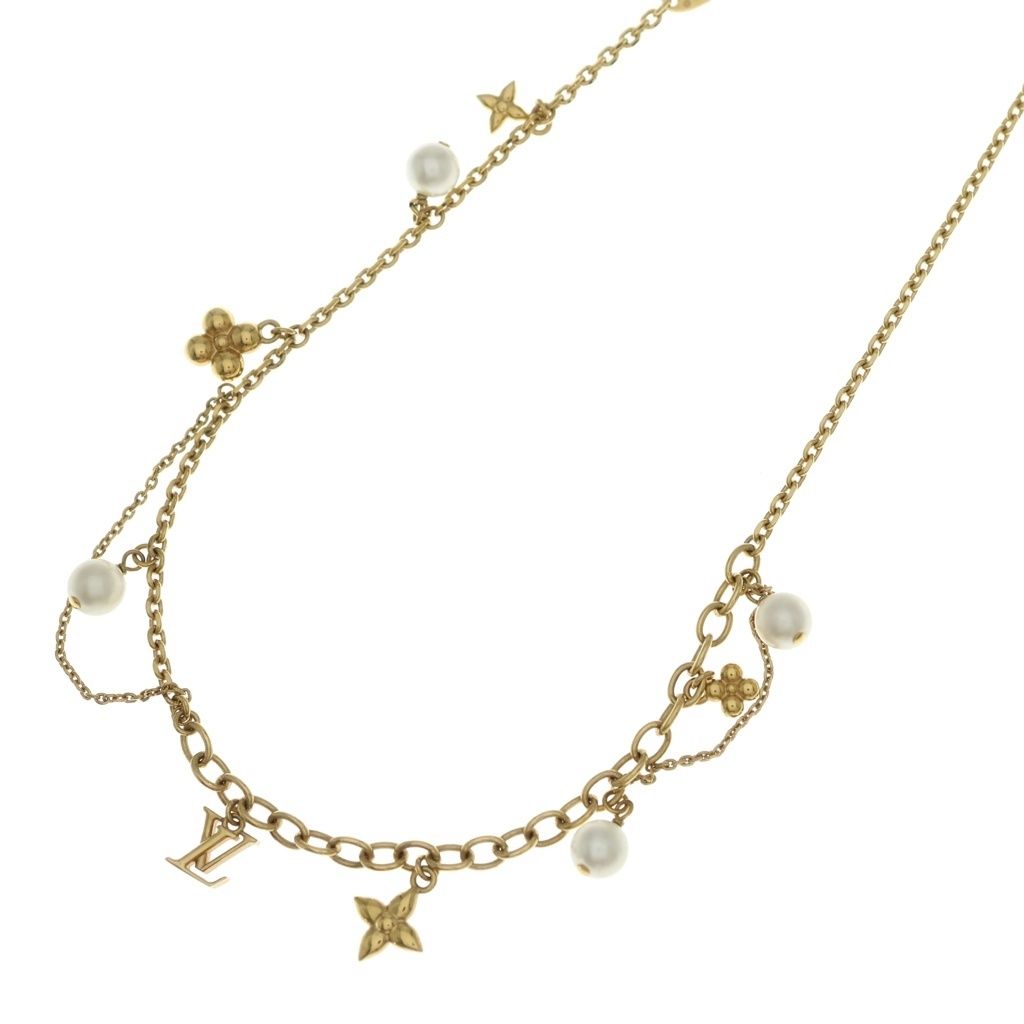 Louis Vuitton Blue Ming Pearl Necklace Gold