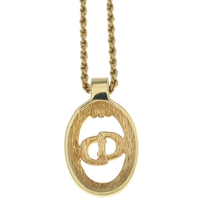 Dior CD Logo Rhinestone Necklace Gold Pendant — view 3