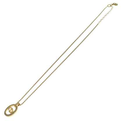 Dior CD Logo Rhinestone Necklace Gold Pendant — view 2
