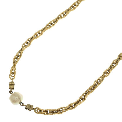 Chanel CC Logo Faux Pearl Long Necklace Gold