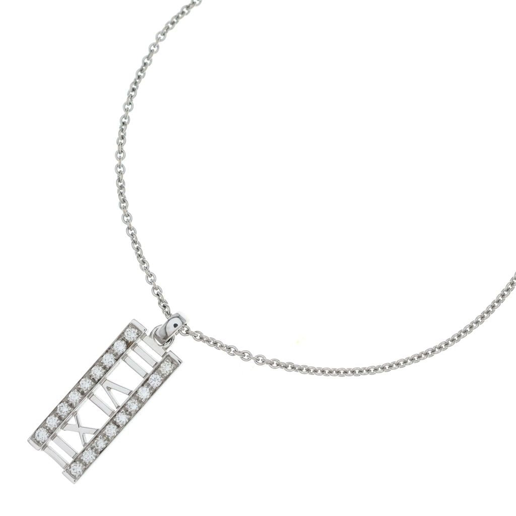 Tiffany & Co Atlas Bar Diamond Necklace 18k White Gold