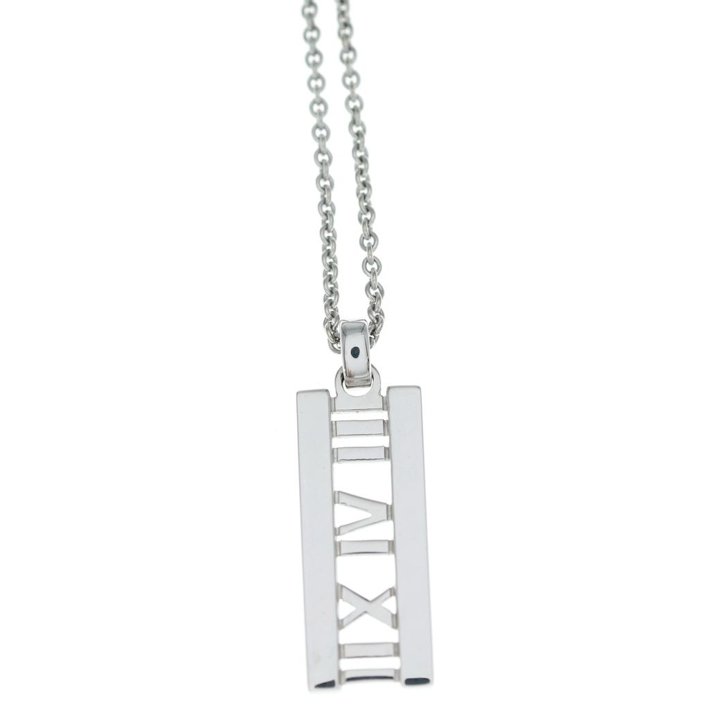 Tiffany & Co Atlas Bar Diamond Necklace 18k White Gold — view 3