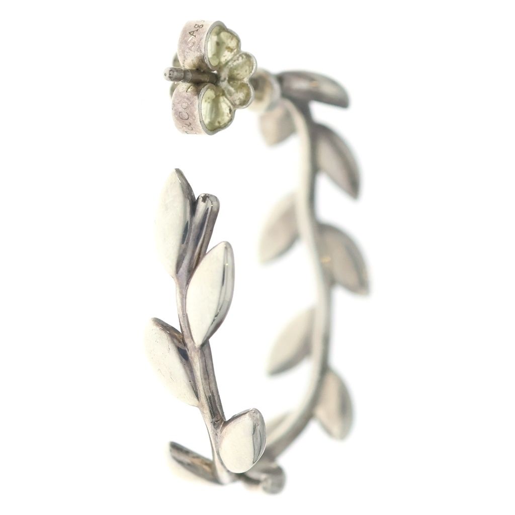 Tiffany & Co Olive Leaf Hoop Earrings Silver — view 2