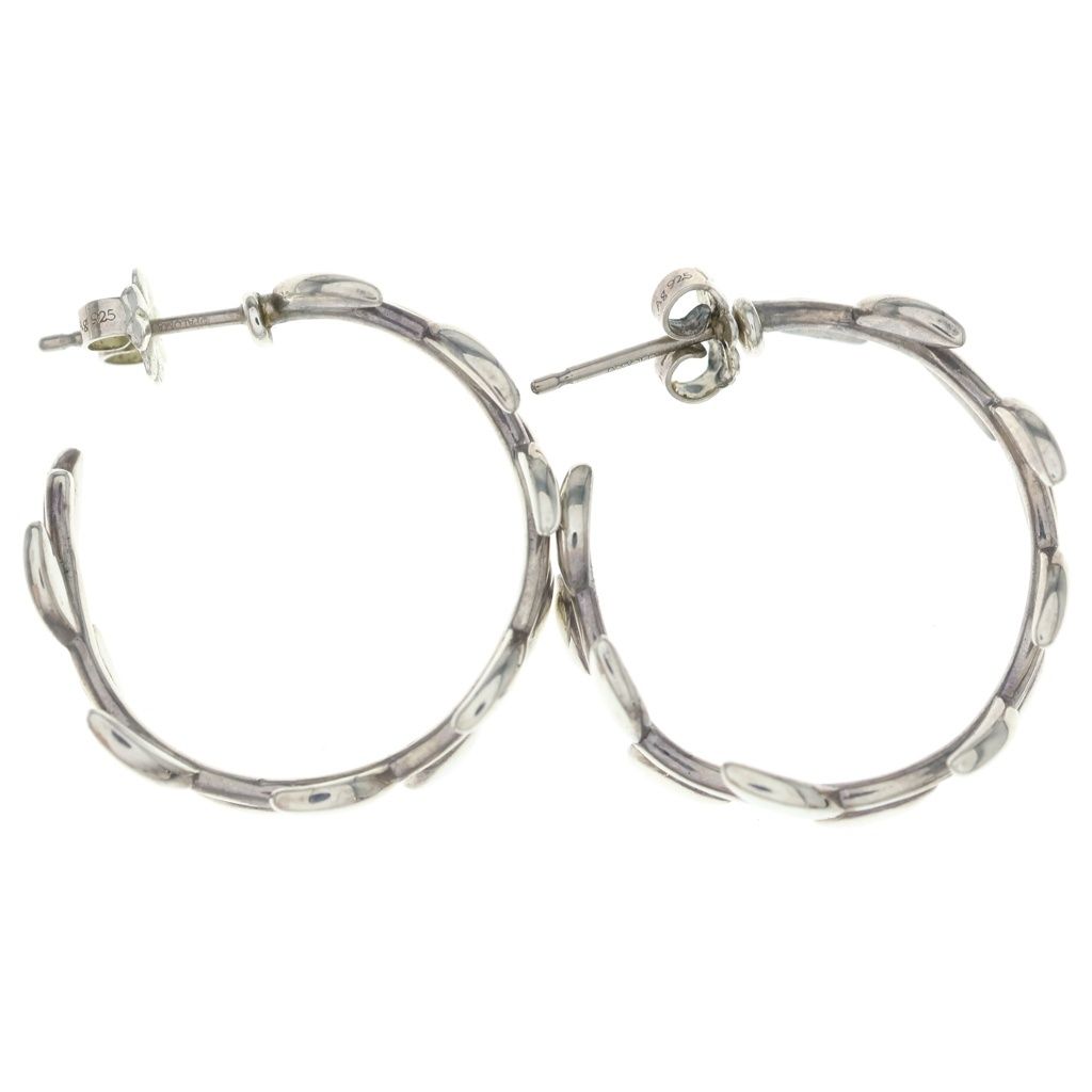 Tiffany & Co Olive Leaf Hoop Earrings Silver — view 4