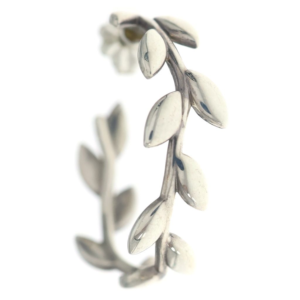 Tiffany & Co Olive Leaf Hoop Earrings Silver