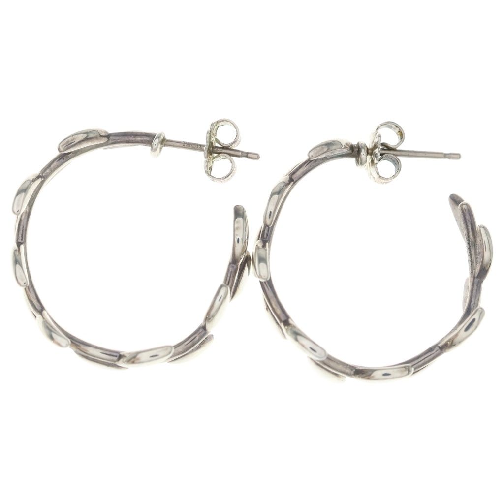 Tiffany & Co Olive Leaf Hoop Earrings Silver — view 3