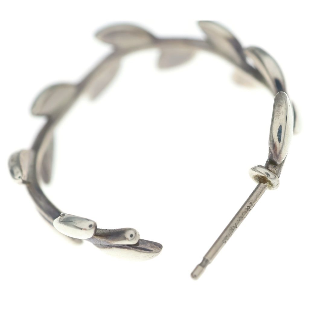 Tiffany & Co Olive Leaf Hoop Earrings Silver — view 5