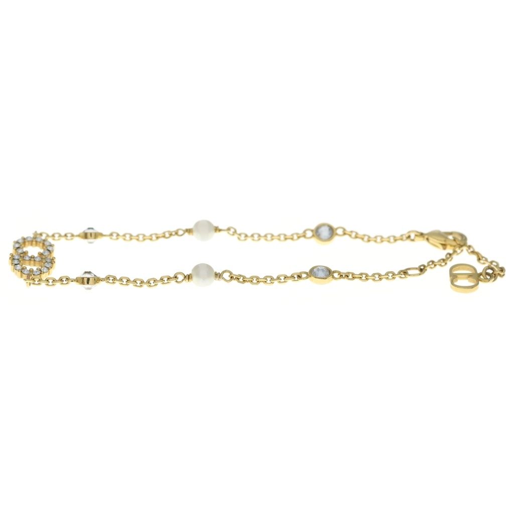 Dior Clair D Lune CD Logo Rhinestone Bracelet Gold — view 4