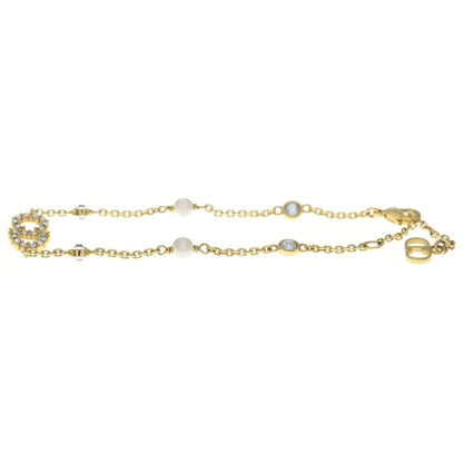 Dior Clair D Lune CD Logo Rhinestone Bracelet Gold — view 4