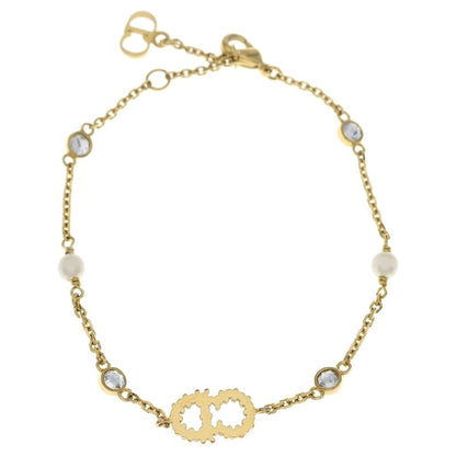 Dior Clair D Lune CD Logo Rhinestone Bracelet Gold — view 2