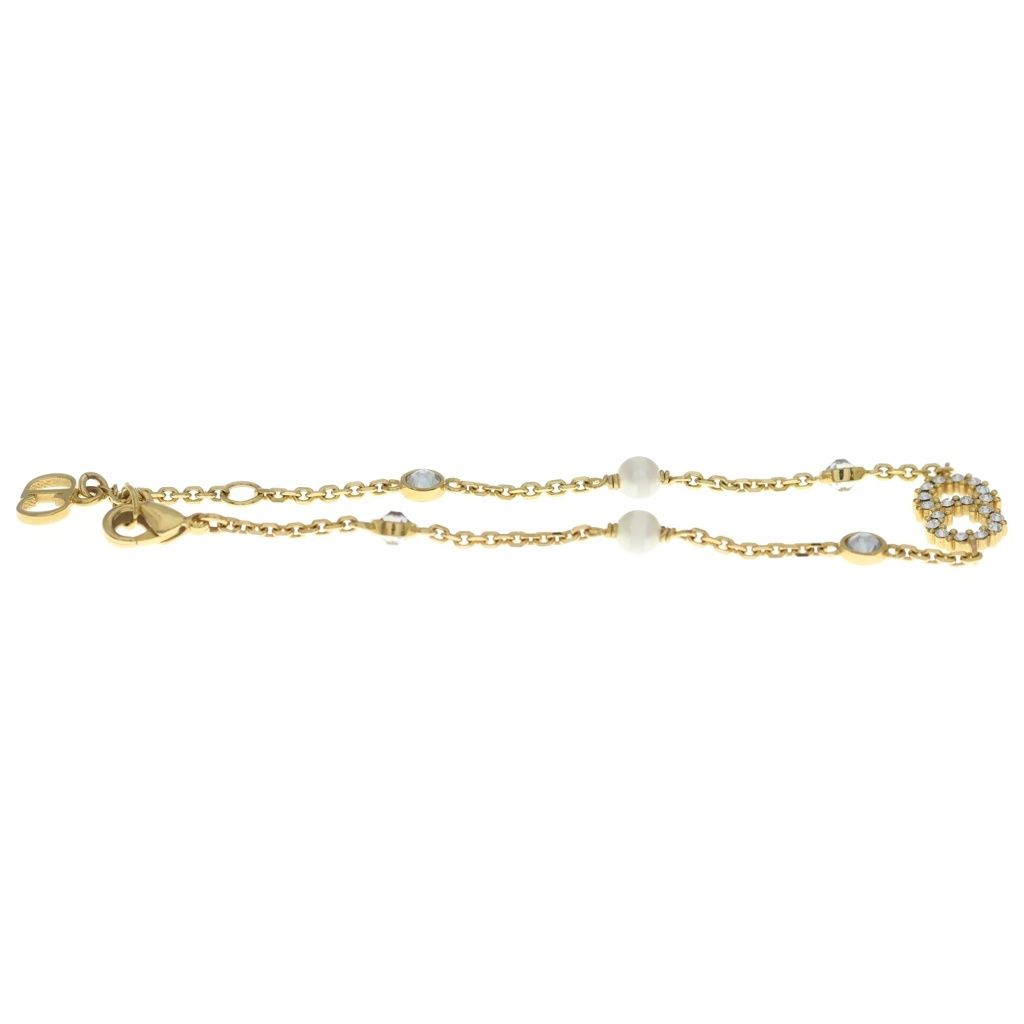 Dior Clair D Lune CD Logo Rhinestone Bracelet Gold — view 3