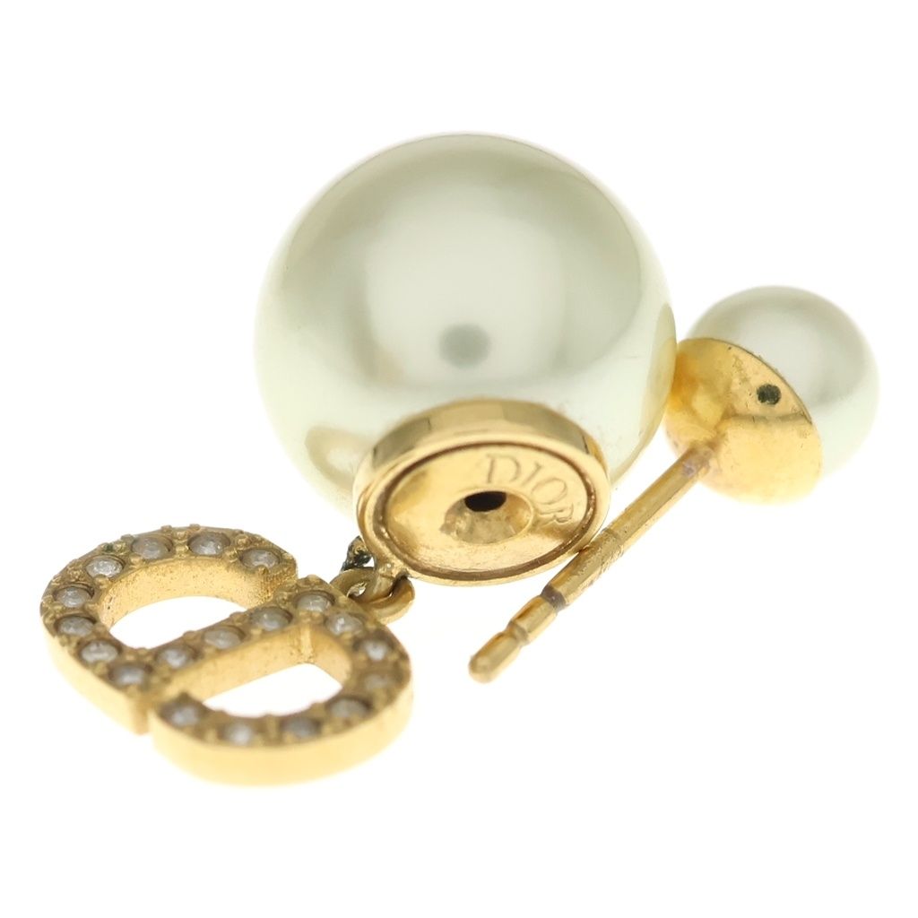 Dior Tribales Tribal Pearl Earrings CD Logo Rhinestone Gold — view 6
