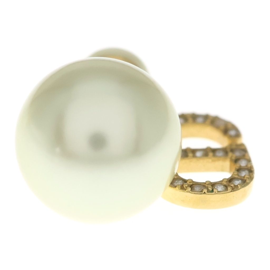 Dior Tribales Tribal Pearl Earrings CD Logo Rhinestone Gold — view 3