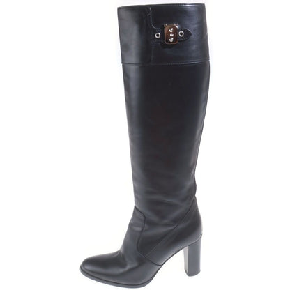 Hermes Sac a Depeches Leather Long Boots Black
