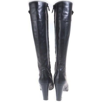 Hermes Sac a Depeches Leather Long Boots Black — view 3