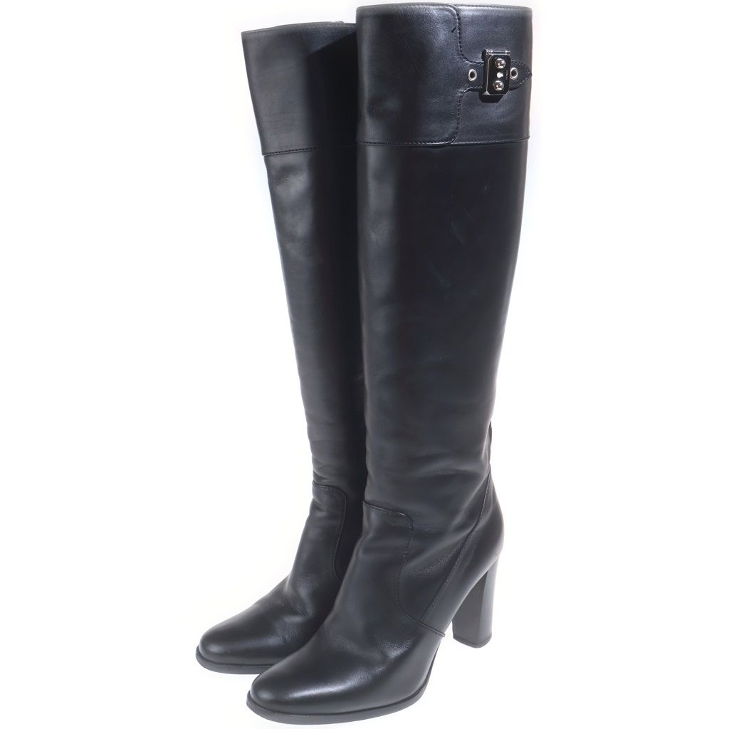 Hermes Sac a Depeches Leather Long Boots Black — view 2