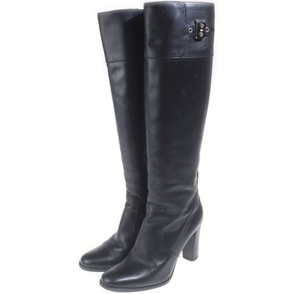 Hermes Sac a Depeches Leather Long Boots Black — view 2