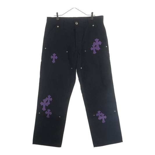 Chrome Hearts Carpenter Cnvs Blk Long Pants with Cross Patch Black Purple