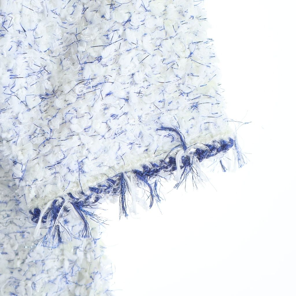 Chanel Fantasy Tweed Collarless Jacket White — view 5