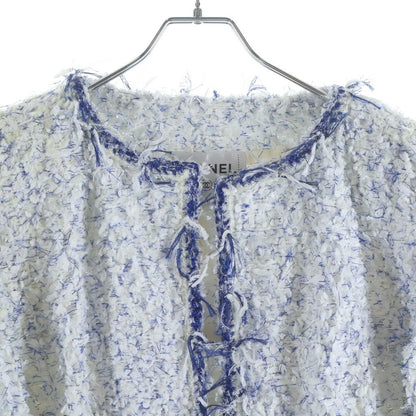 Chanel Fantasy Tweed Collarless Jacket White — view 3