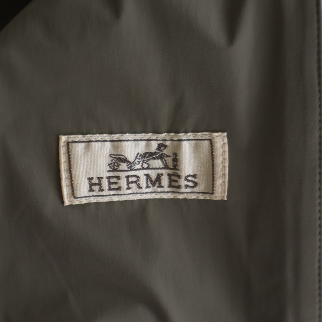Hermes Bicolor Nylon Hooded Zip Up Jacket Hoodie Orange Beige — view 6
