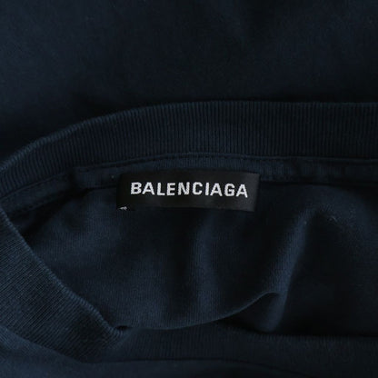 Balenciaga Hem Logo Tag Crew Neck Short Sleeve T-Shirt Navy — view 6
