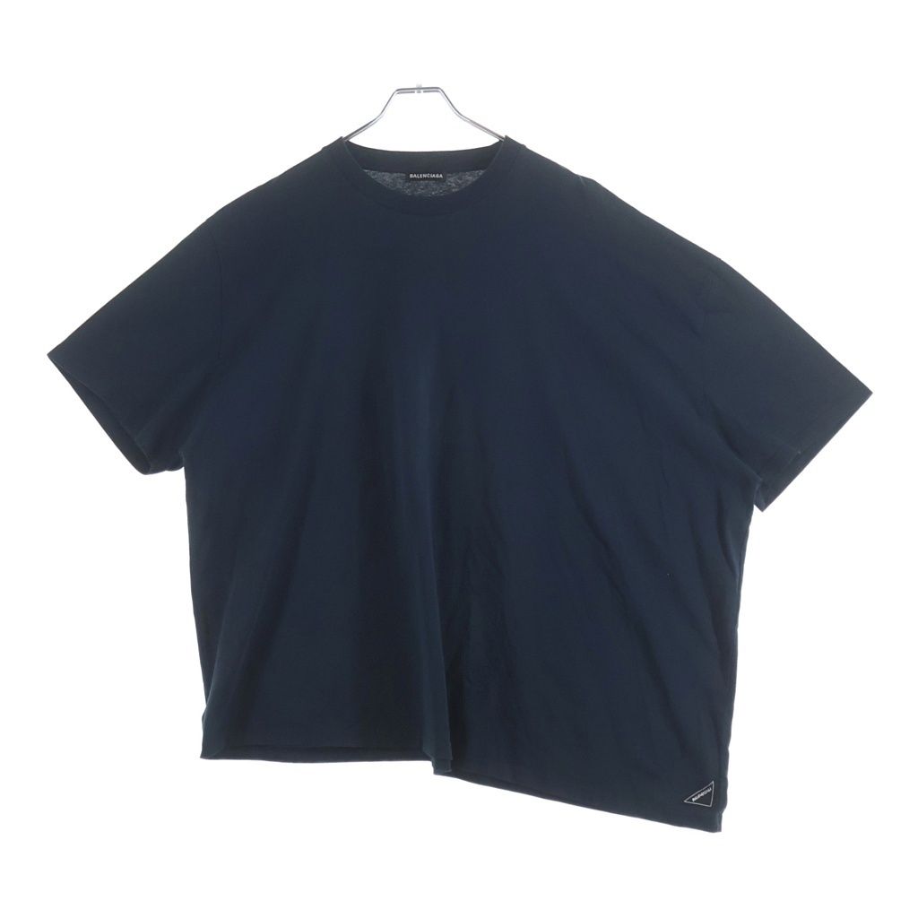 Balenciaga Hem Logo Tag Crew Neck Short Sleeve T-Shirt Navy