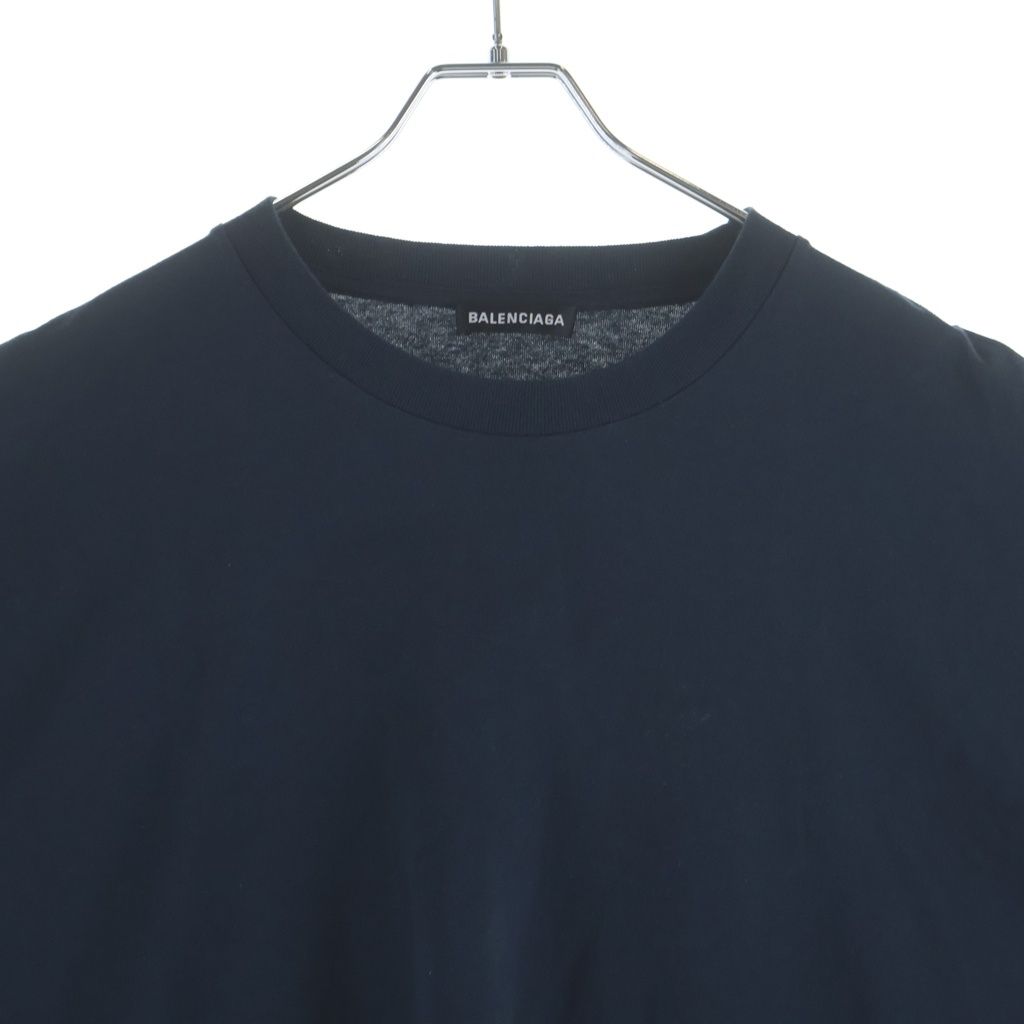 Balenciaga Hem Logo Tag Crew Neck Short Sleeve T-Shirt Navy — view 3