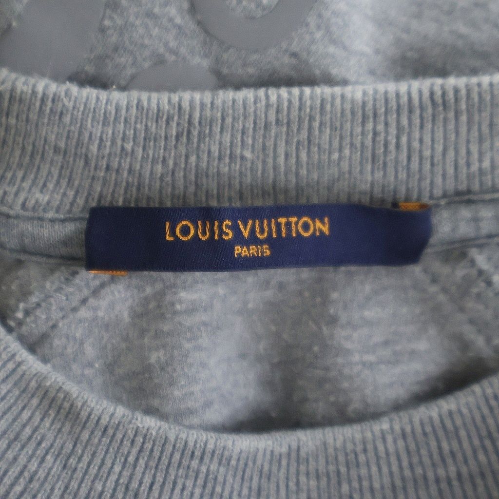 Louis Vuitton Arm Reflective Logo Print Crew Neck Pullover Sweatshirt Gray — view 6
