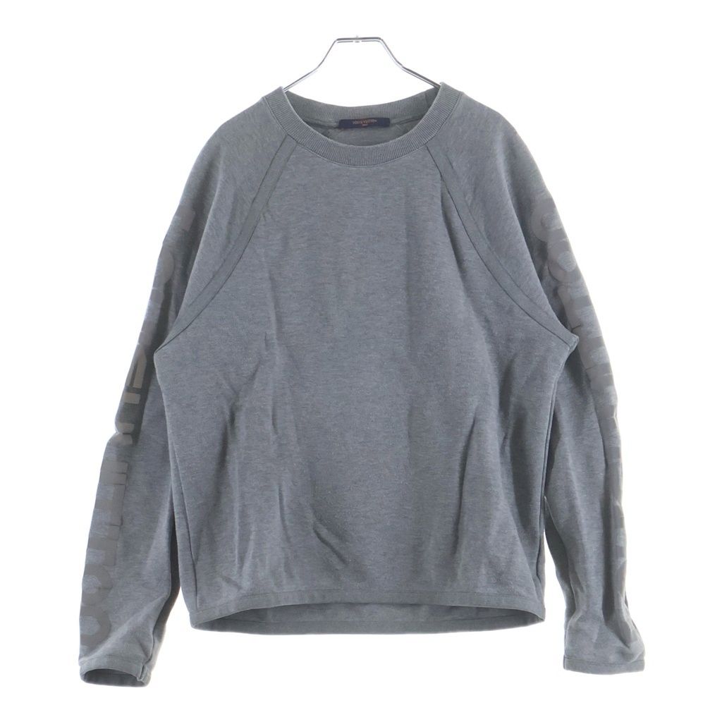 Louis Vuitton Arm Reflective Logo Print Crew Neck Pullover Sweatshirt Gray