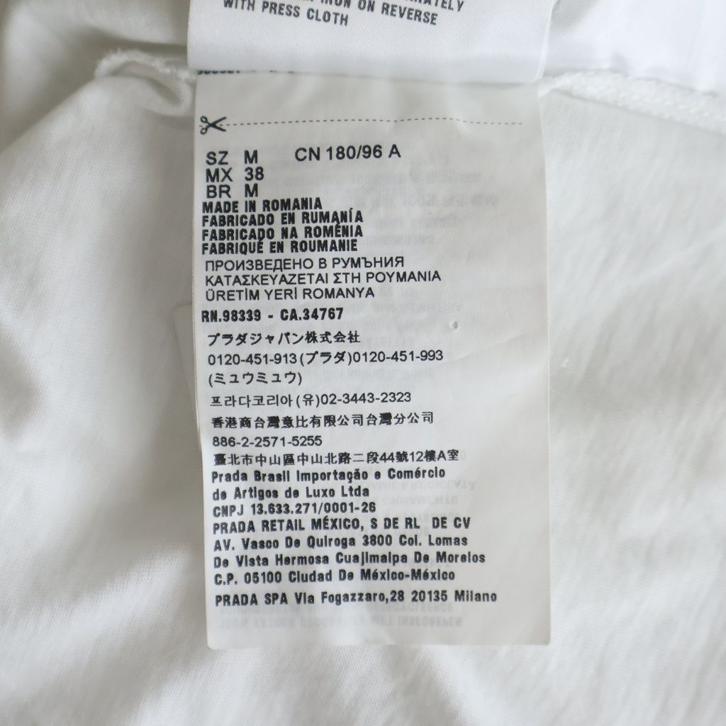 Prada Bijou Triangle Logo Studs Short Sleeve T-Shirt White — view 8
