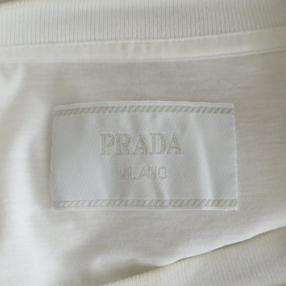 Prada Bijou Triangle Logo Studs Short Sleeve T-Shirt White — view 6