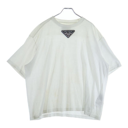 Prada Bijou Triangle Logo Studs Short Sleeve T-Shirt White