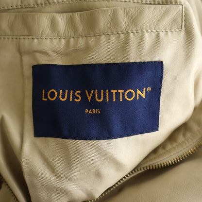 Louis Vuitton Leather Padded Batting Stand Color Zip Up Jacket Beige — view 6