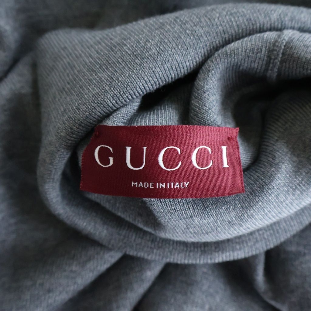 Gucci Embroidered Fine Wool Turtleneck Knit Gray Sweater — view 6