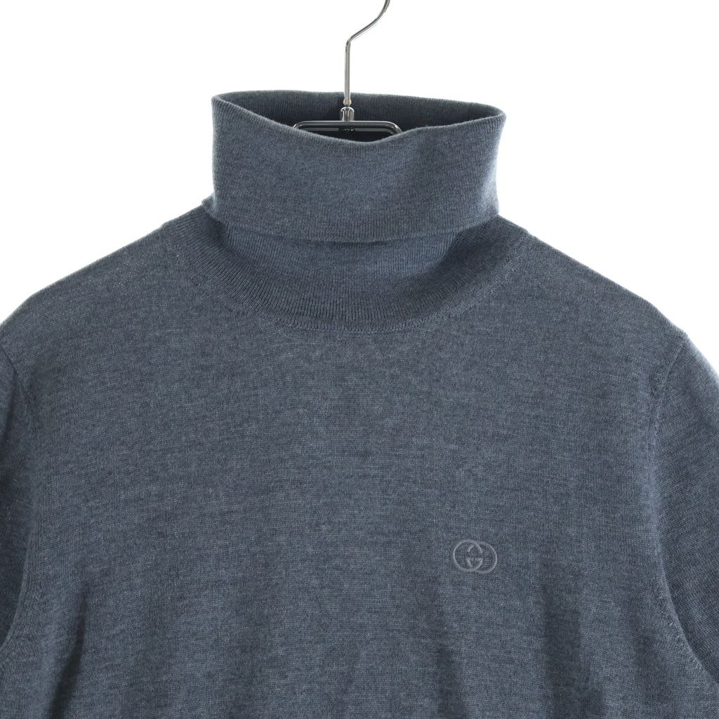 Gucci Embroidered Fine Wool Turtleneck Knit Gray Sweater — view 3