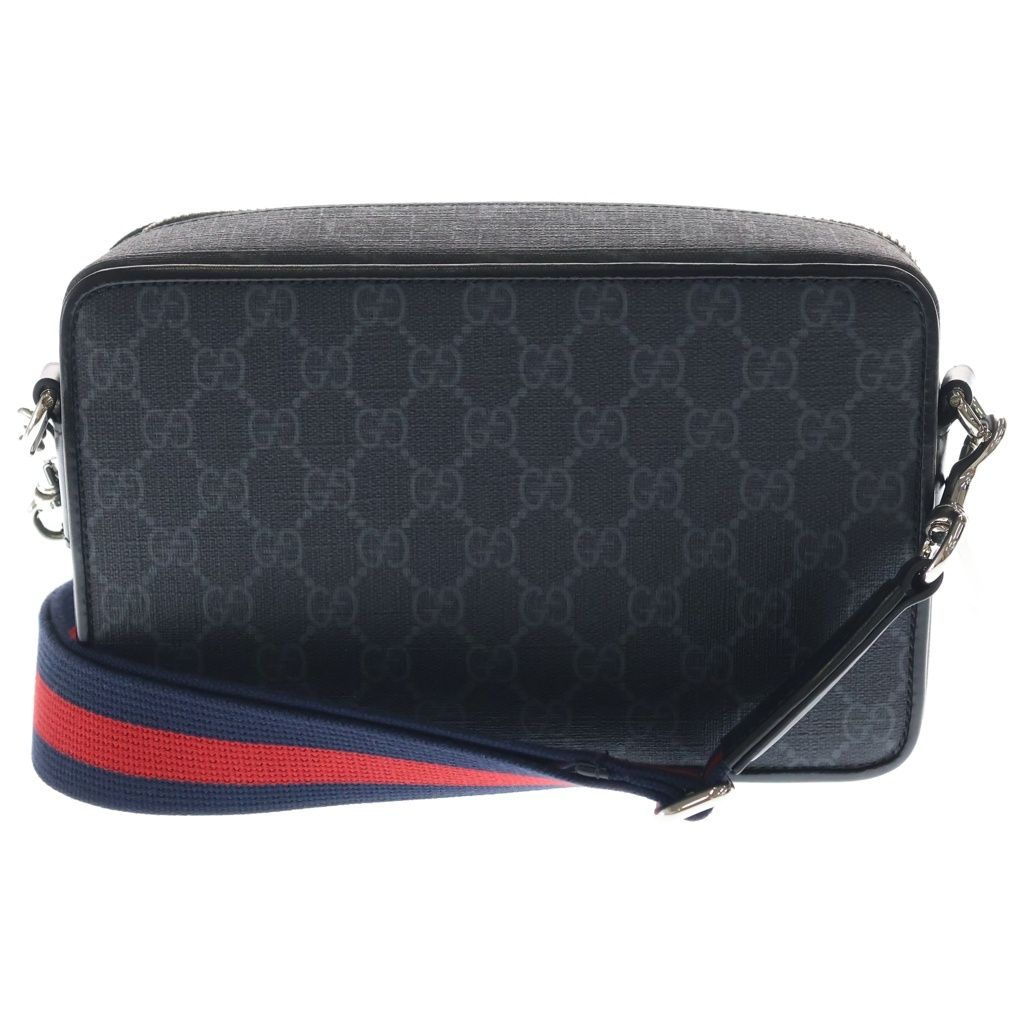 Gucci GG Supreme Canvas Shoulder Bag Silver Black — view 2