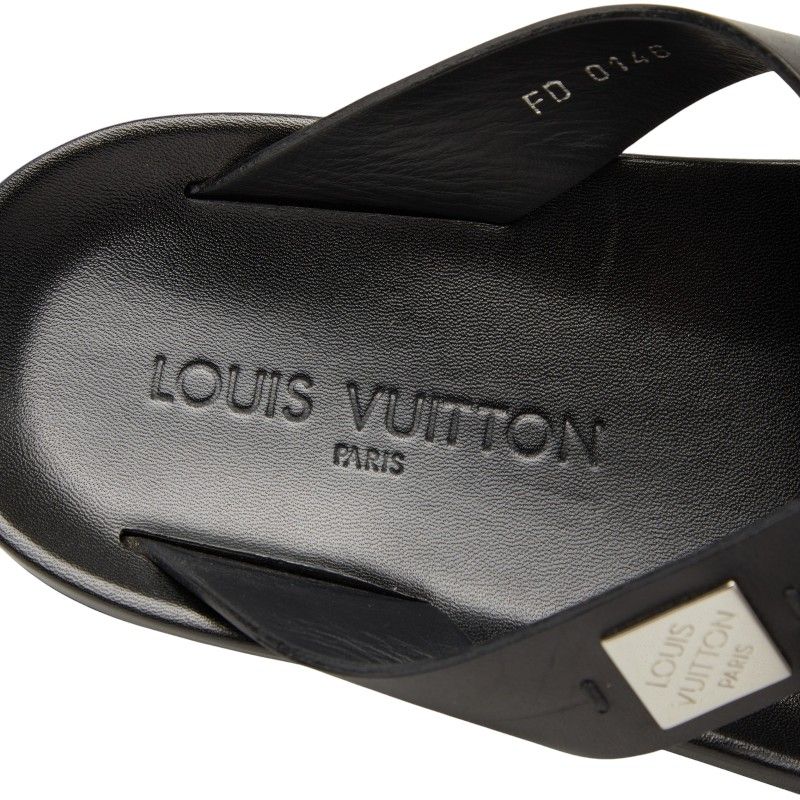 Louis Vuitton Pioneer Line Sandals 7 Black Leather — view 7