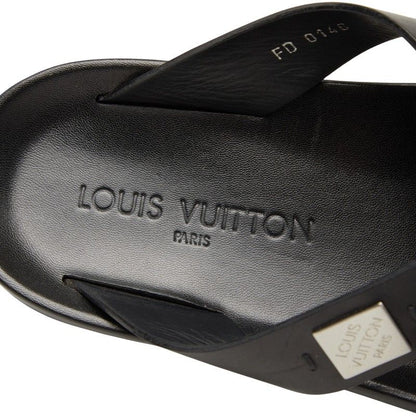 Louis Vuitton Pioneer Line Sandals 7 Black Leather — view 7