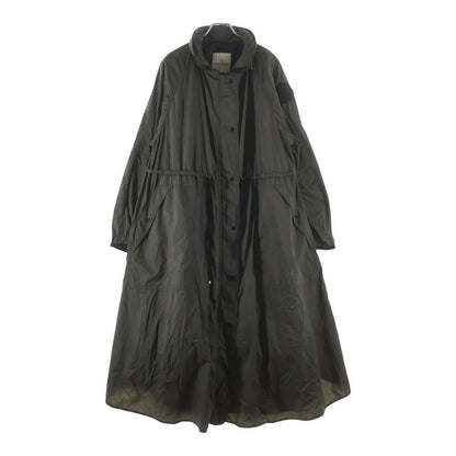 Moncler Lin Hooded Zip Up Long Mod Coat Khaki