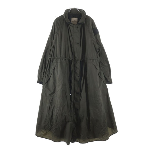 Moncler Lin Hooded Zip Up Long Mod Coat Khaki