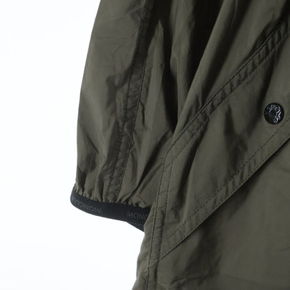 Moncler Lin Hooded Zip Up Long Mod Coat Khaki — view 6