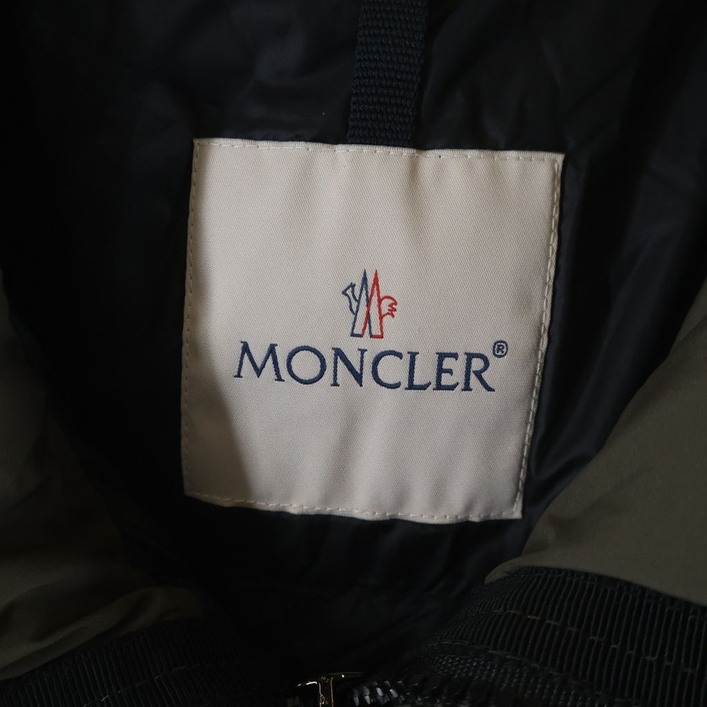 Moncler Lin Hooded Zip Up Long Mod Coat Khaki — view 7
