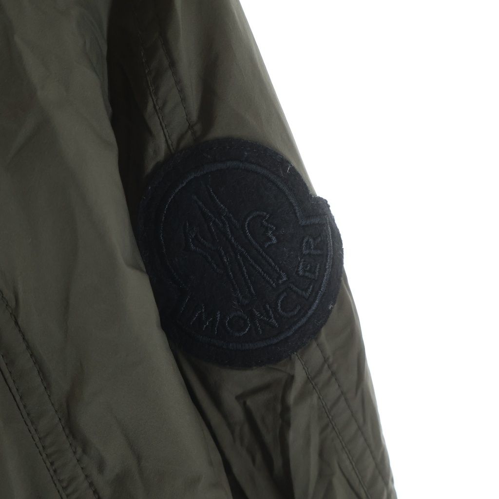 Moncler Lin Hooded Zip Up Long Mod Coat Khaki — view 5
