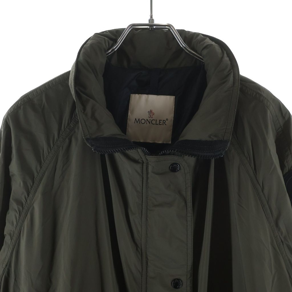 Moncler Lin Hooded Zip Up Long Mod Coat Khaki — view 3