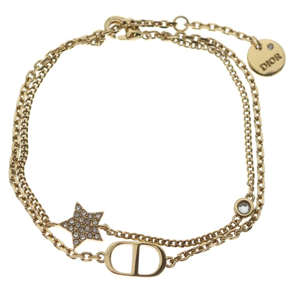 Dior CD Logo Rhinestone Bracelet Star Gold