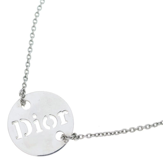 Dior Round Logo Pendant Chain Silver